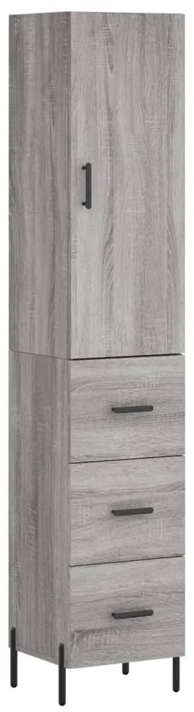 vidaXL Μπουφές Sonoma Γκρι 34,5 x 34 x 180 εκ. από Επεξεργασμένο Ξύλο