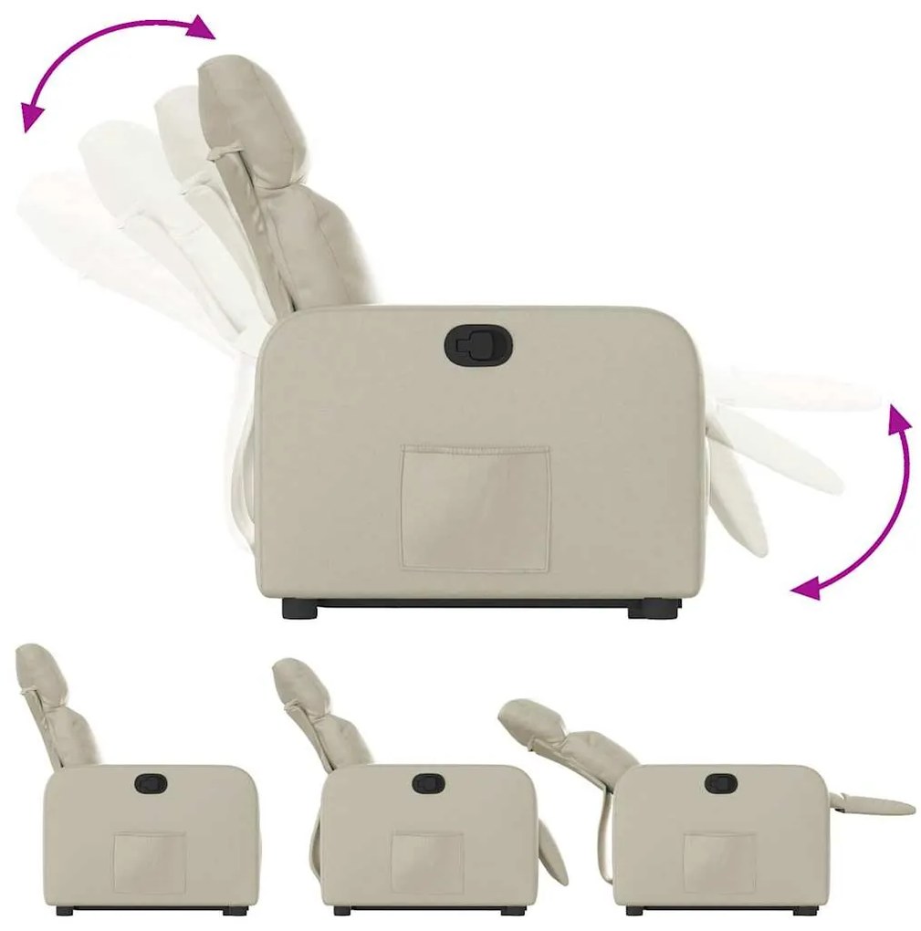 vidaXL Πολυθρόνα Ανακλινόμενη με Ανύψωση Κρεμ από Συνθετικό Δέρμα