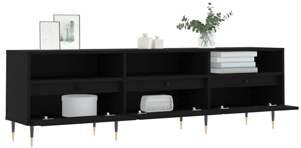 vidaXL Έπιπλο Τηλεόρασης Μαύρο 150x30x44,5 εκ. Επεξεργασμένο Ξύλο
