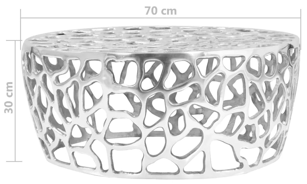 vidaXL Τραπεζάκι Σαλονιού Ασημί 70 x 30 εκ. από Χυτό Αλουμίνιο