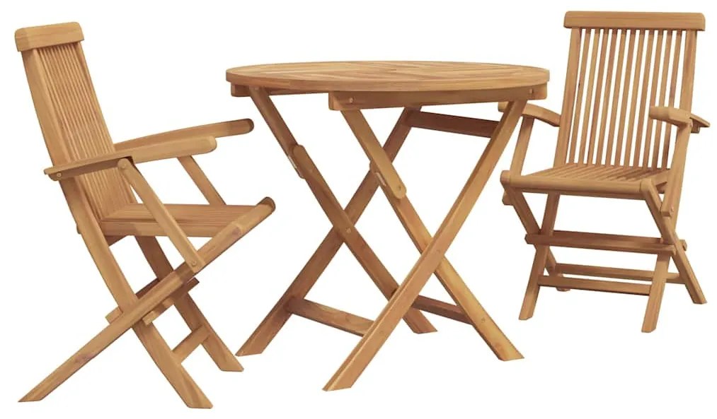 vidaXL Σέτ φαγητού για κήπο 2 pcs Καφέ Μασίφ ξύλο teak