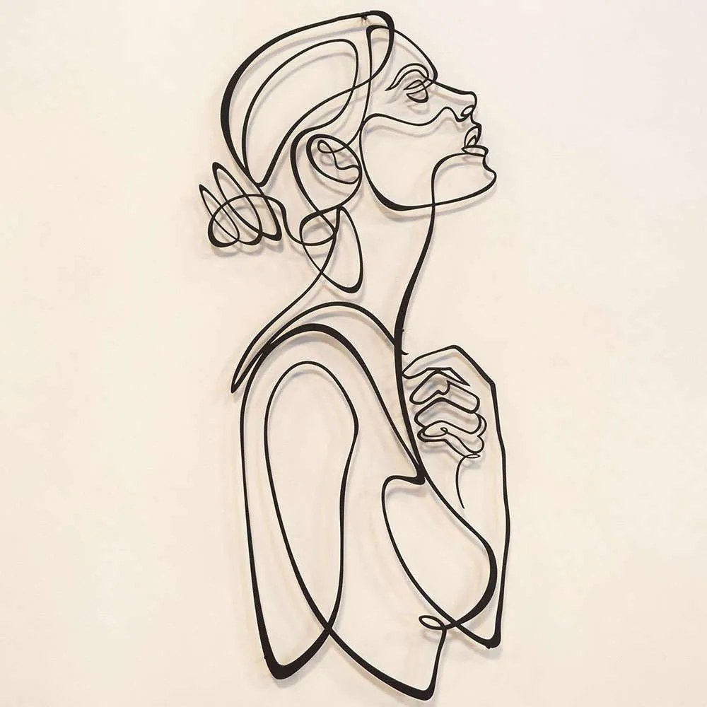 Διακοσμητικό Τοίχου Woman Silhouette 507ATP1145 28x61cm Black Wallity Ατσάλι