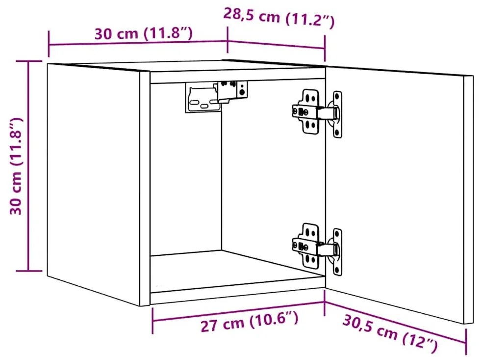 Έπιπλο Τηλεόρασης Κρεμαστό Παλιό Ξύλο 30,5 x 30 x 30 εκ. - Καφέ