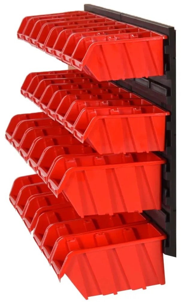 vidaXL Σετ Ραφιών Εργαστηρίου 30 τεμ. Κόκκινο και Μαύρο 77x39 εκ. PP