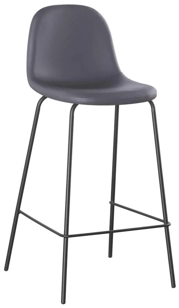 Σκαμπώ CELINA Bar Μεταλ.Μαύρο, Pvc Γκρι 47x51x77/107cm (Σετ 4 ΤΕΜ)