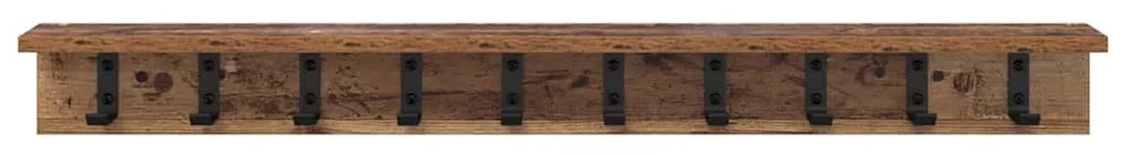 vidaXL Τοίχου Κρεμάστρα με ράφι Παλαιό ξύλο 100 x 10.5 x 10.5 εκ