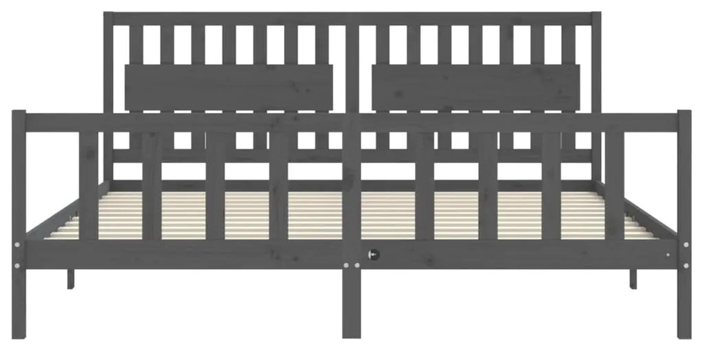 vidaXL Πλαίσιο Κρεβατιού με Κεφαλάρι Γκρι 200x200 εκ. Μασίφ Ξύλο