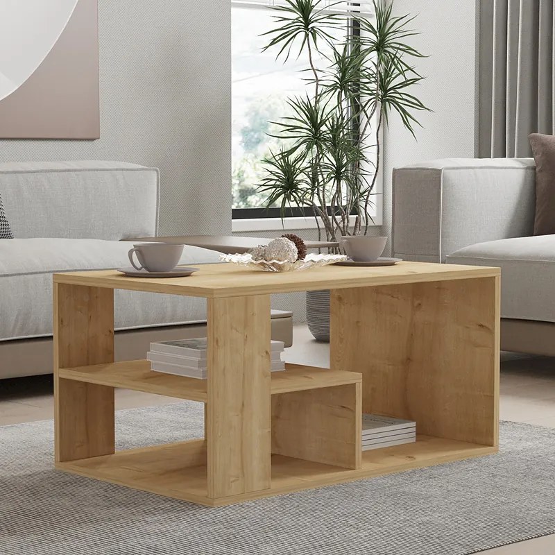Τραπέζι σαλονιού Sobu pakoworld σε oak απόχρωση 80x50x40εκ (1 τεμάχια)