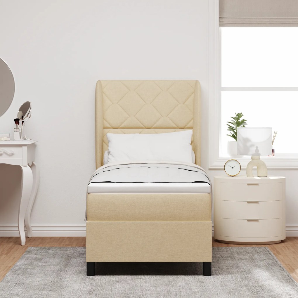 vidaXL Κρεβάτι με ελατήρια με στρώμα Κρεμ 80 x 200 cm ύφασμα