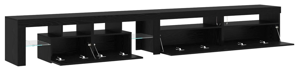 vidaXL TV Cabinets 3 τμχ με Φώτα LED Μαύρη Δρυός Επεξεργασμένο Ξύλο