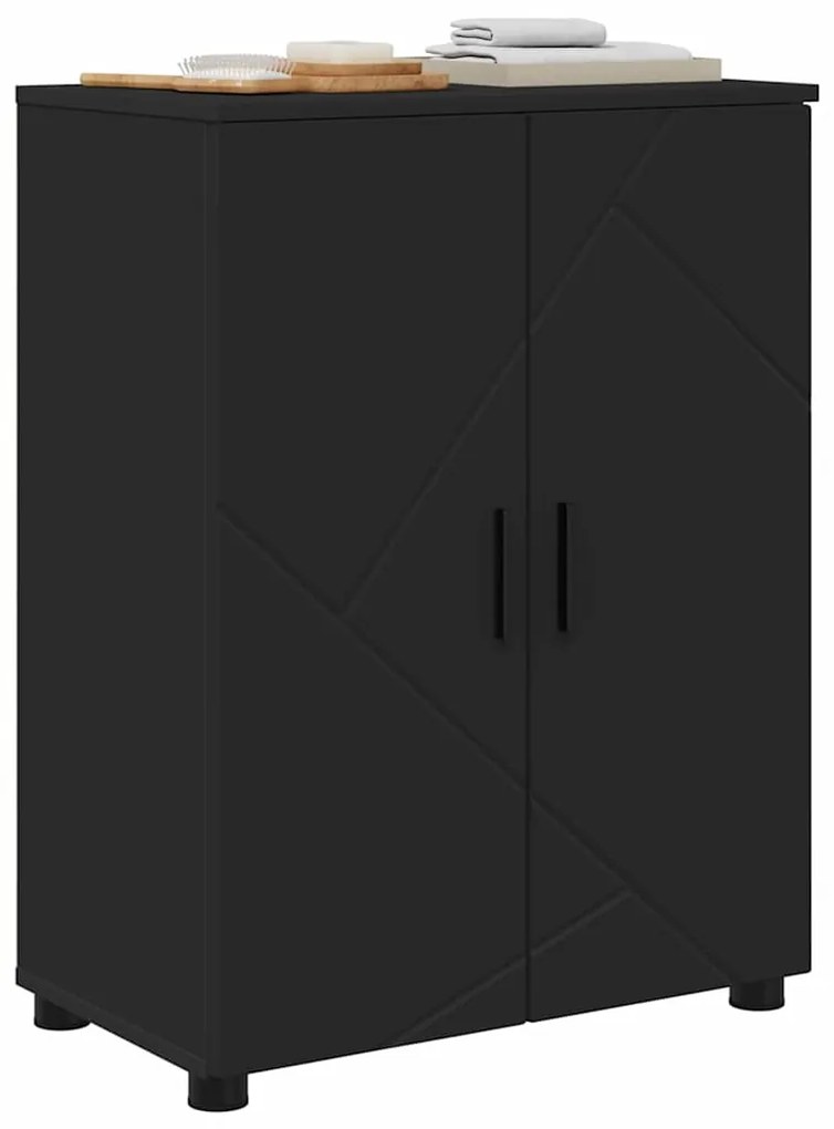vidaXL Ντουλάπι Μπάνιου με αποθήκευση με πόρτα Μαύρο 60 x 35 x 80 εκ