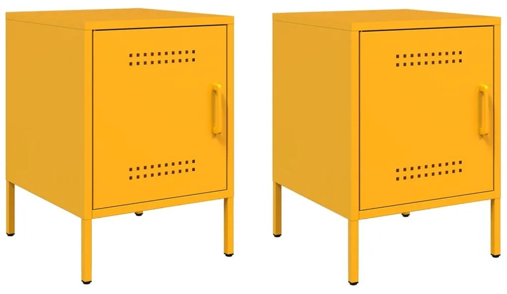vidaXL Κομοδίνα 2 τεμ. Μουσταρδί 36x39x50,5 εκ. από Χάλυβα