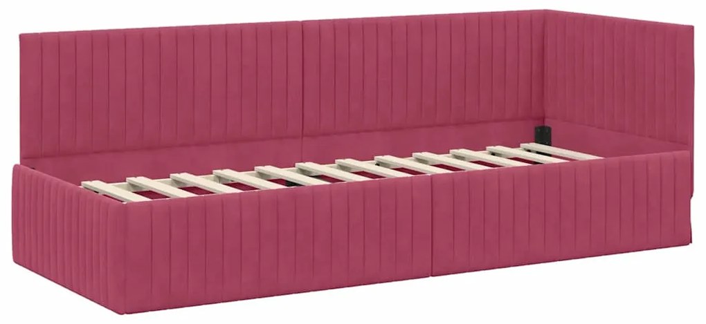 vidaXL Κρεβάτι Γωνίας με κεφαλάρι Μπορντό 80 x 200 cm Βελούδο