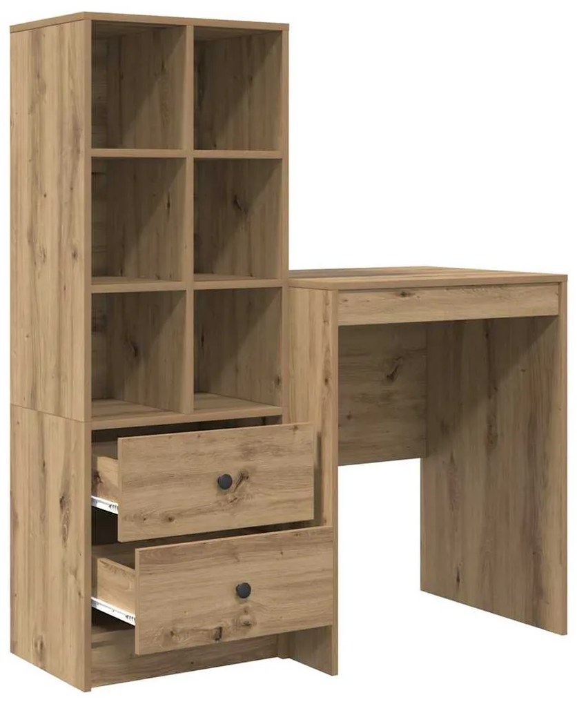 vidaXL Γραφείο με αποθηκευτικό χώρο με συρτάρι 2 pcs artisan δρυς