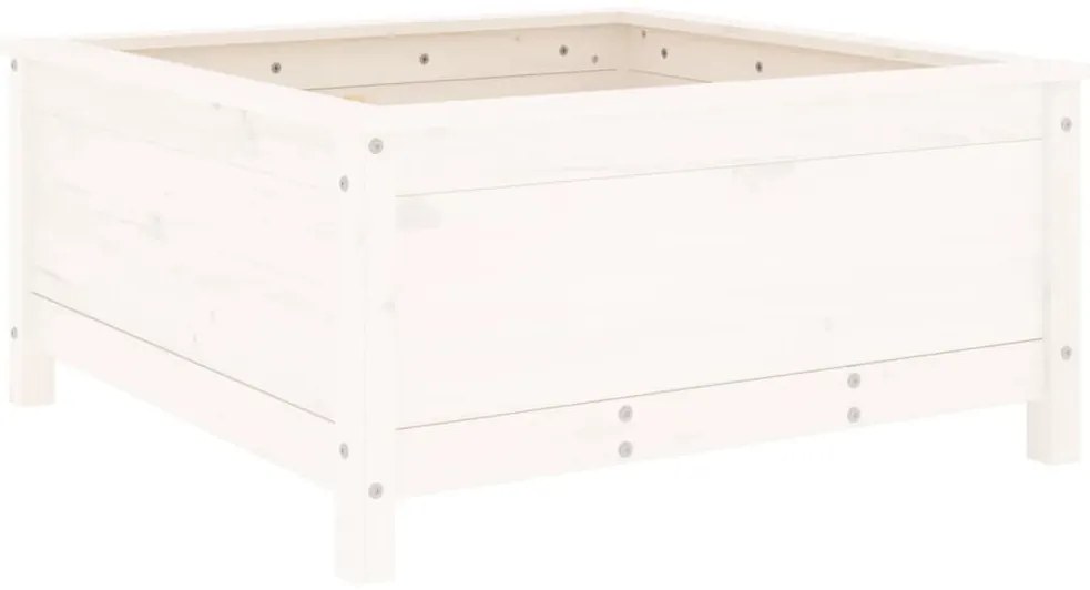 vidaXL Ζαρντινιέρα Λευκή 82,5 x 82,5 x 39 εκ. από Μασίφ Ξύλο Πεύκου