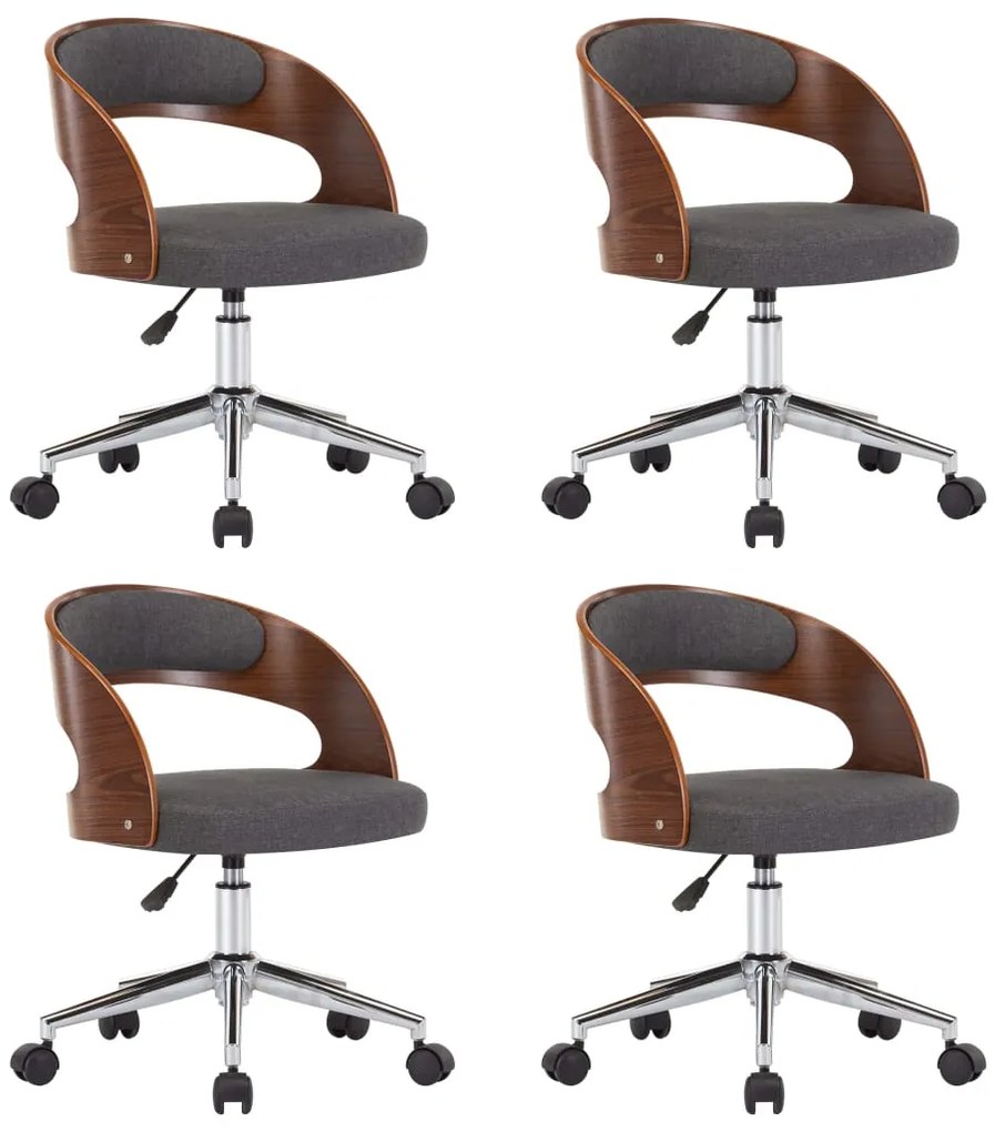 vidaXL Καρέκλες Τραπεζαρίας Περ. 4 τεμ. από Λυγισμένο Ξύλο/Γκρι Ύφασμα