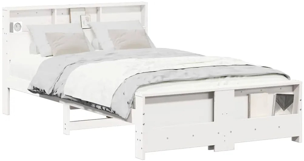 vidaXL Σκελετός Κρεβατιού Λευκό 140 x 190 cm Μασίφ ξύλο πεύκου