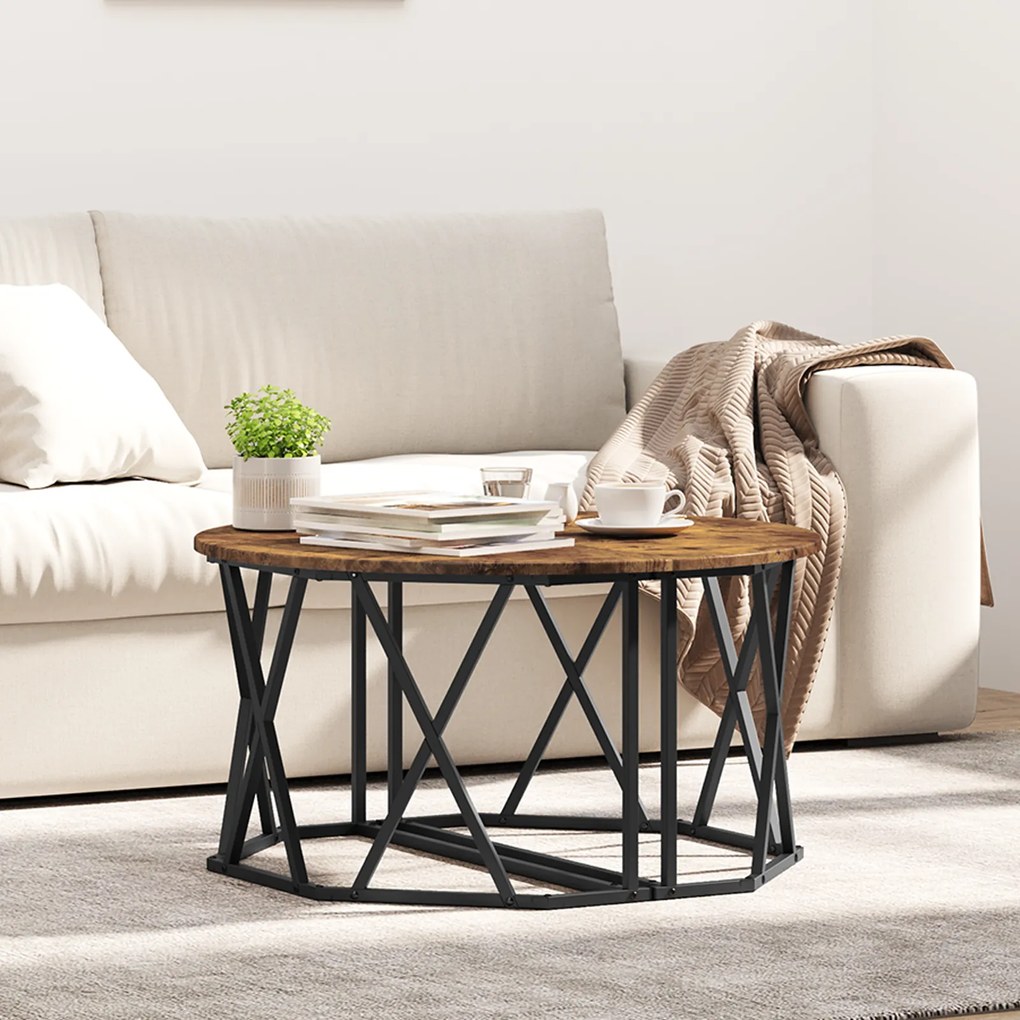vidaXL Τραπεζάκι καφέ από Καπνιστή Δρυ, 80x80x42 εκ., Φτιαγμένο από ξύλο