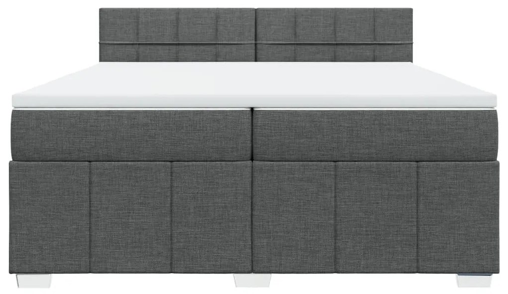 vidaXL Κρεβάτι Boxspring με Στρώμα Σκούρο Γκρι 200x200 εκ. Υφασμάτινο