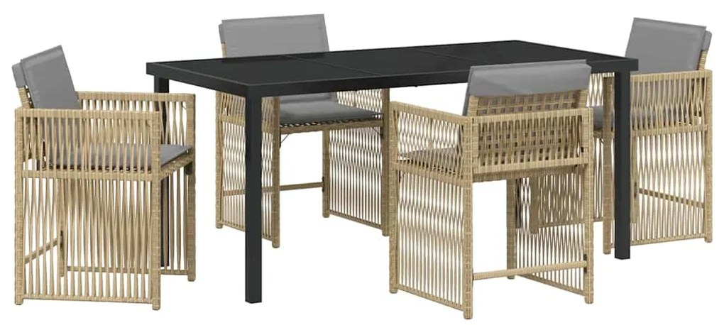 vidaXL Σέτ φαγητού για κήπο 5 pcs Μπεζ συνθετικό ρατάν