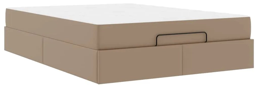 vidaXL Σκελετός κρεβατιού με στρώμα με στρώμα 2 pcs Ώχρα PVC