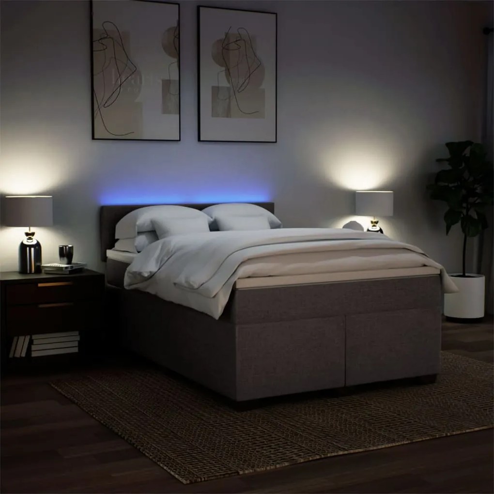 vidaXL Κρεβάτι Boxspring με Στρώμα Taupe 160x200 εκ. Υφασμάτινο