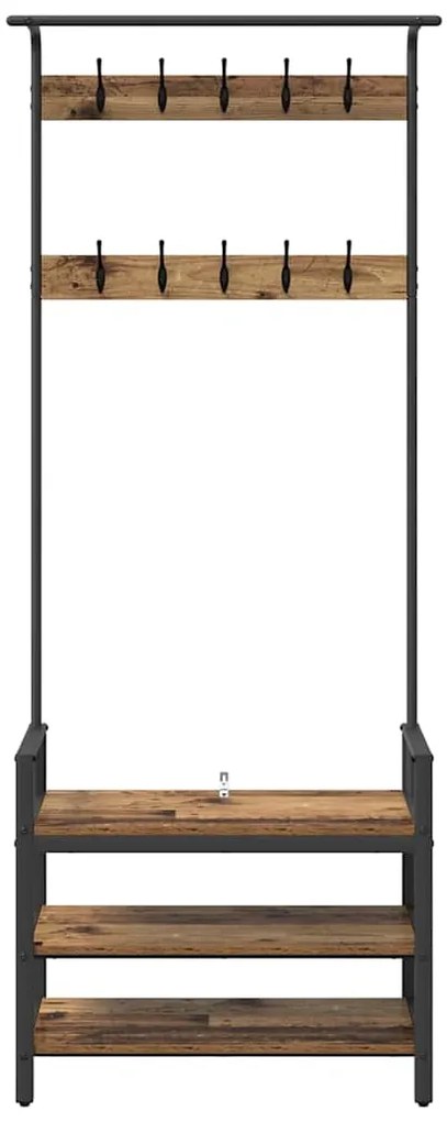 vidaXL Κρεμάστρα Παλαιό ξύλο 75 x 34 x 184 εκ Επεξεργασμένο ξύλο