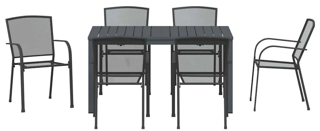 vidaXL Σέτ φαγητού για κήπο 7 pcs Ανθρακί Ατσάλι με Πούδρα