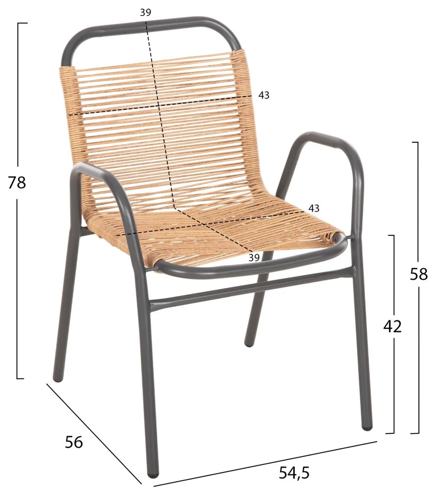 Σετ Τραπεζαρίας Κήπου AVRIL C21221.01 5τεμ. Μεταλλικές Καρέκλες &amp; Τραπέζι Γκρί-Φυσικό 110x60εκ. 110x60x71 εκ.
