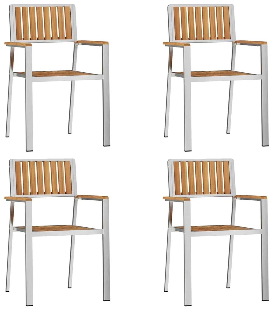 vidaXL Καρέκλα Κήπου 4 pcs Καφέ 56 x 54.5 x 87 εκ. Μασίφ ξύλο teak