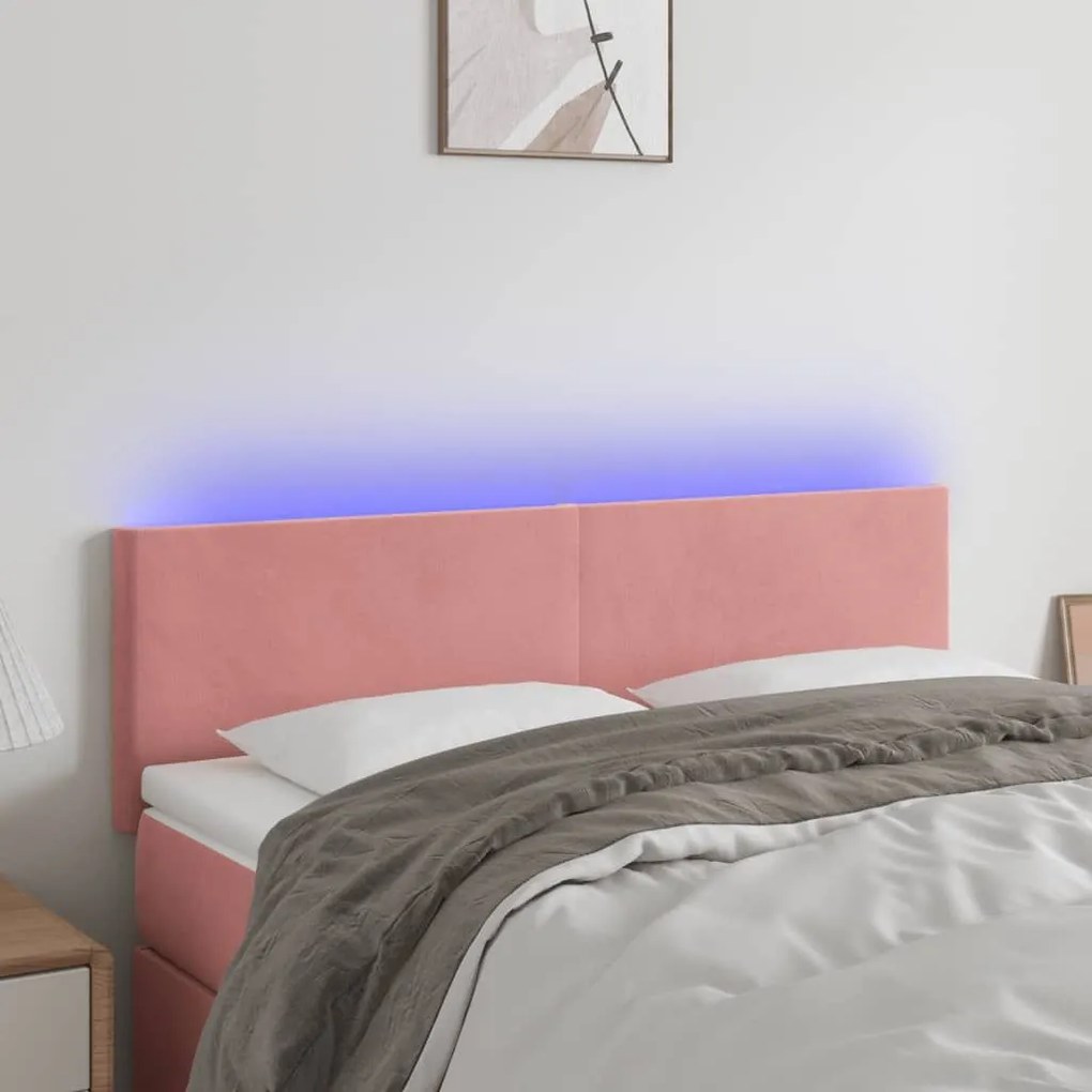 Κεφαλάρι Κρεβατιού LED Ροζ 144x5x78/88 εκ. Βελούδινο 3121385