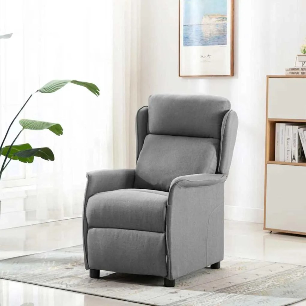vidaXL Ανακλινόμενη πολυθρόνα Ανοιχτό γκρι 67.5 x 93.5 x 101.5 εκ