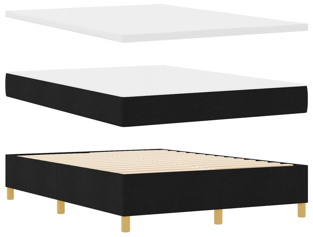 vidaXL Κρεβάτι με Στρώμα και Πάγκο Μαύρο 140x200 cm Ύφασμα