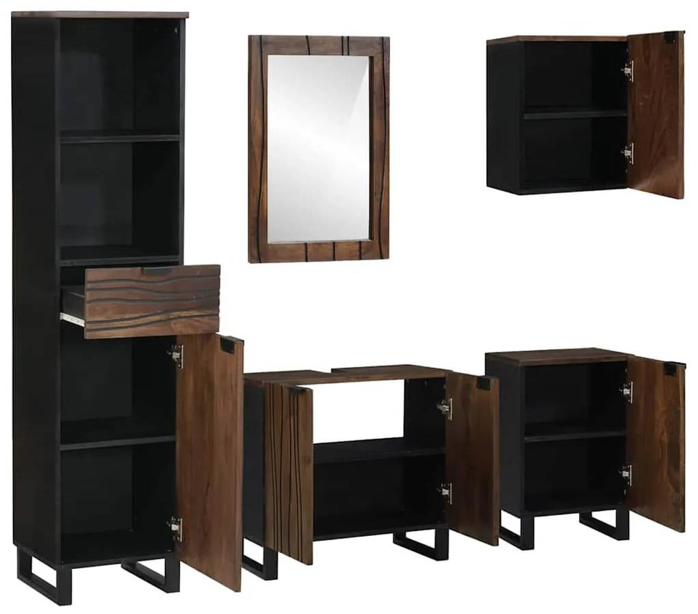 vidaXL Σετ Επίπλων Μπάνιου με συρτάρι 5 pcs Λευκό Επεξεργασμένο ξύλο