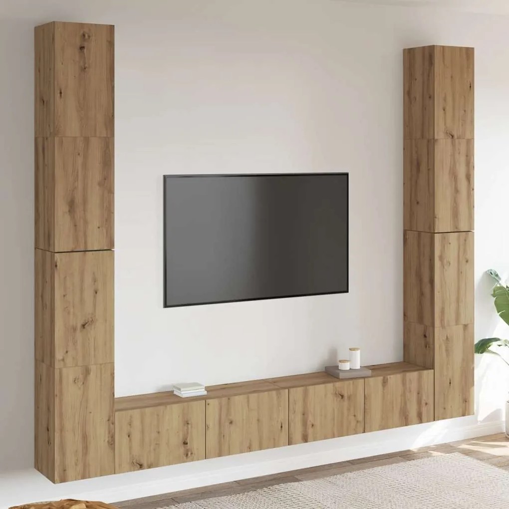 vidaXL 6 τεμαχίων σετ επίτοιχου ντουλαπιού τηλεόρασης