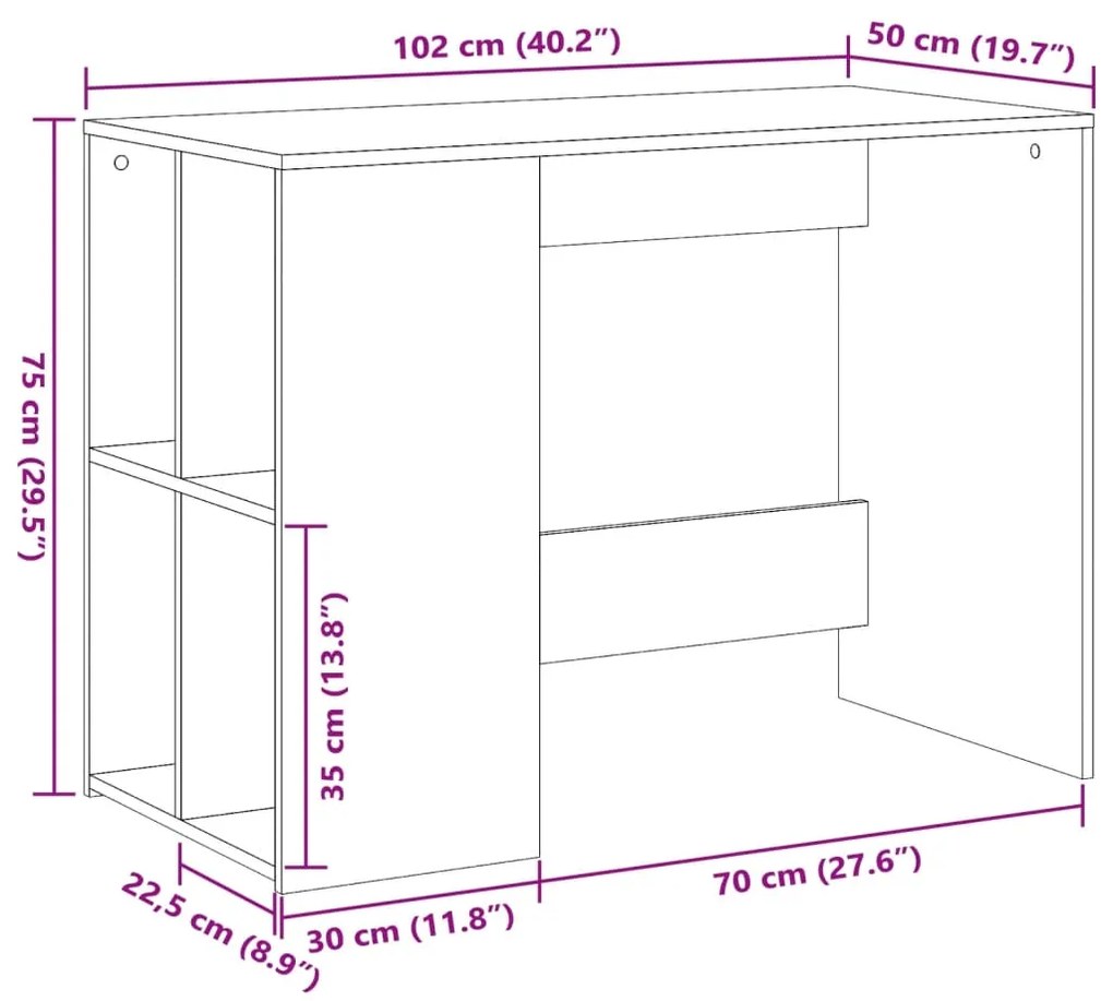 ΓΡΑΦΕΙΟ ΚΑΦΕ ΔΡΥΣ 102X50X75 ΕΚ. ΑΠΟ ΕΠΕΞΕΡΓΑΣΜΕΝΟ ΞΥΛΟ 840547