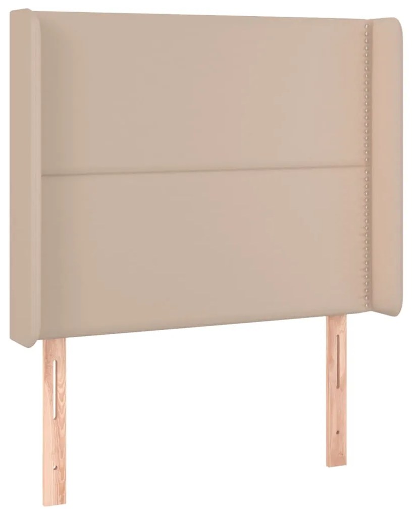 vidaXL Κρεβάτι Boxspring Στρώμα&amp;LED Καπουτσίνο 90x200 εκ. Συνθ. Δέρμα