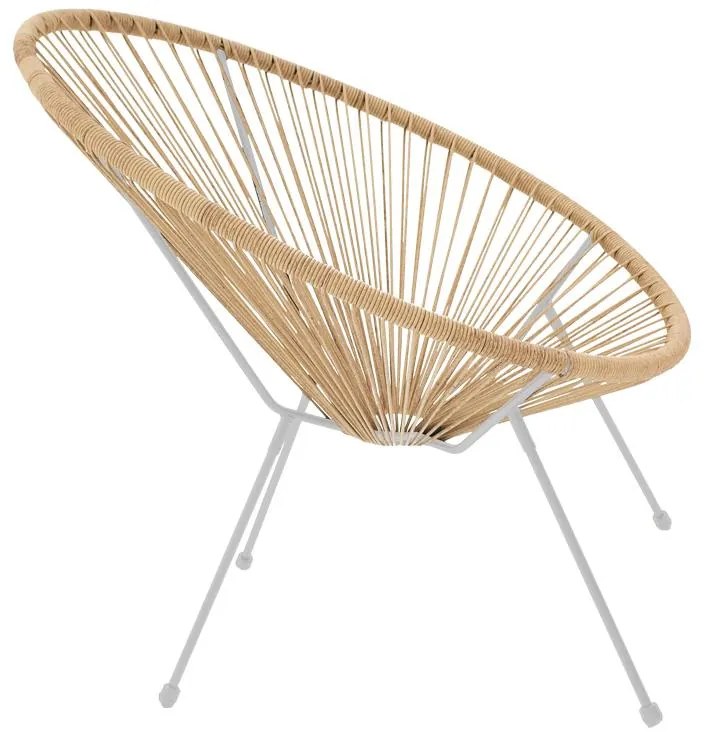 Καρέκλα - Πολυθρόνα κήπου Acapulco λευκό μέταλλο - pe rattan σε φυσική απόχρωση 71x76x85 εκ. 71x78x85 εκ.