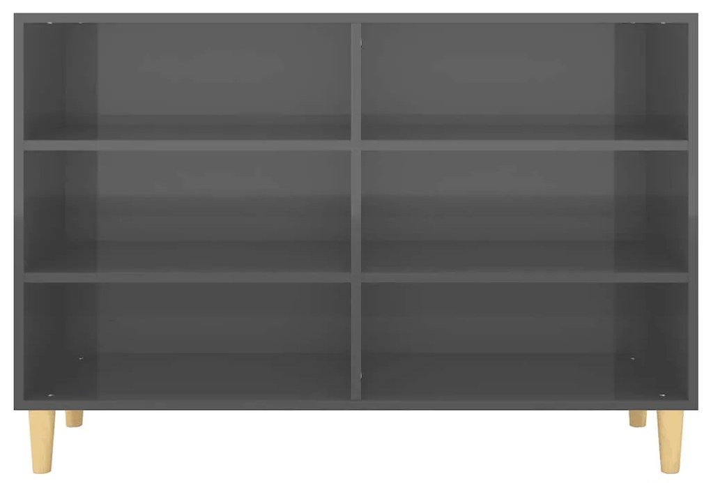 vidaXL Ραφιέρα Γυαλιστερή Γκρι 103,5 x 35 x 70 εκ. από Επεξ. Ξύλο