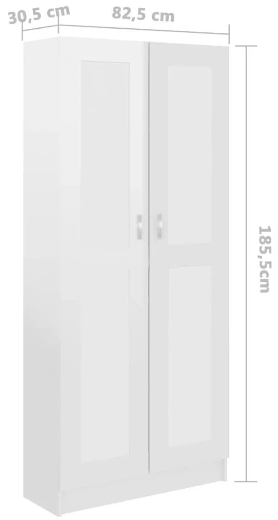 Βιβλιοθήκη Γυαλιστερό Λευκό 82,5 x 30,5 x 185,5 εκ. Επεξ. Ξύλο - Λευκό