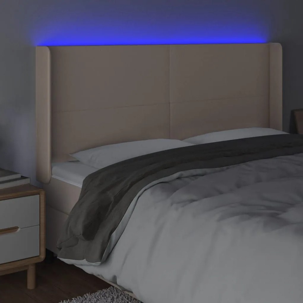 Κεφαλάρι Κρεβατιού LED Καπουτσίνο 203x16x118/128 εκ - Καφέ