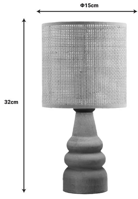 Επιτραπέζιο φωτιστικό Salpe ξύλο και pe rattan σε φυσικό χρώμα Φ15x32εκ