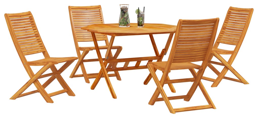 vidaXL Σετ Επίπλων Κήπου 5 pcs Καστανό Μεσαίο Μασίφ ξύλο ακακίας
