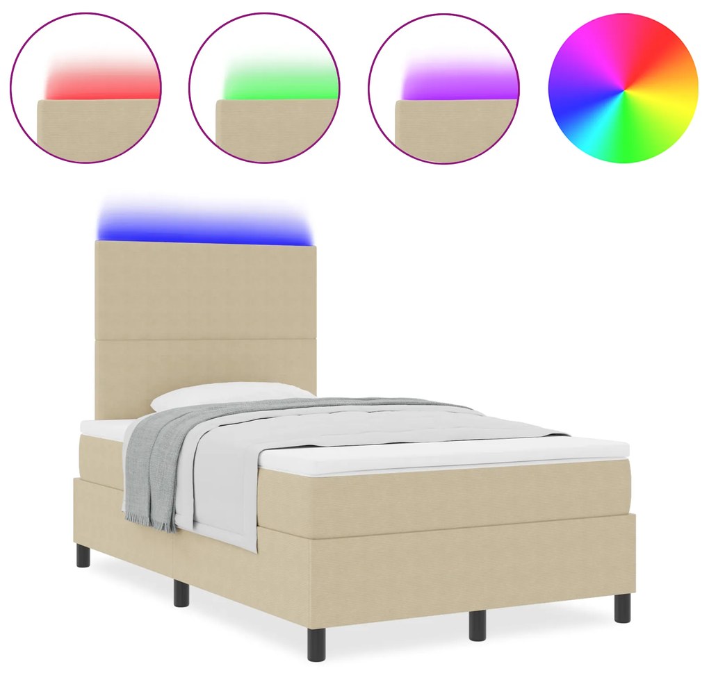 vidaXL Κρεβάτι με Σπαστό Στρώμα & LED Φως Γκρι Μπλέ 120x200 εκ. Βελούδο