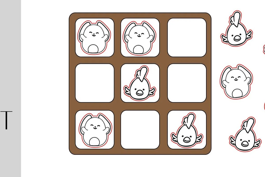 Intra απο ξύλο plywood 3mm-4mm πάχος  Board Game Bunny and Chick Δίασταση 15x15 cm INTRAFABR-9254987