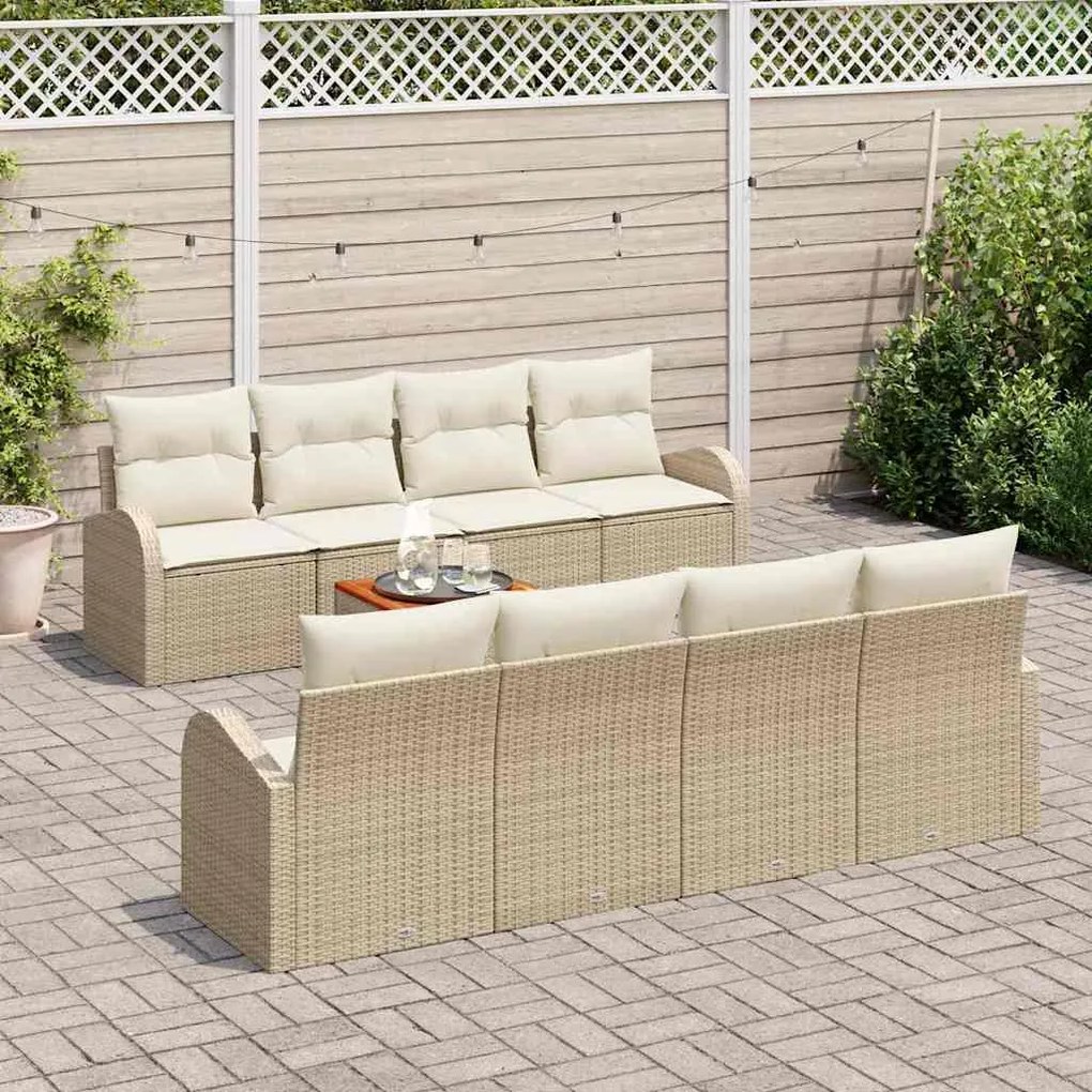 vidaXL Σετ Καναπέ Κήπου 9 pcs Beige, λευκό