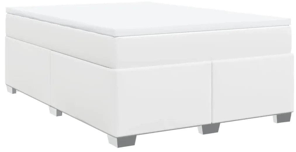 vidaXL Κρεβάτι Boxspring με Στρώμα Λευκό 160x200εκ.από Συνθετικό Δέρμα