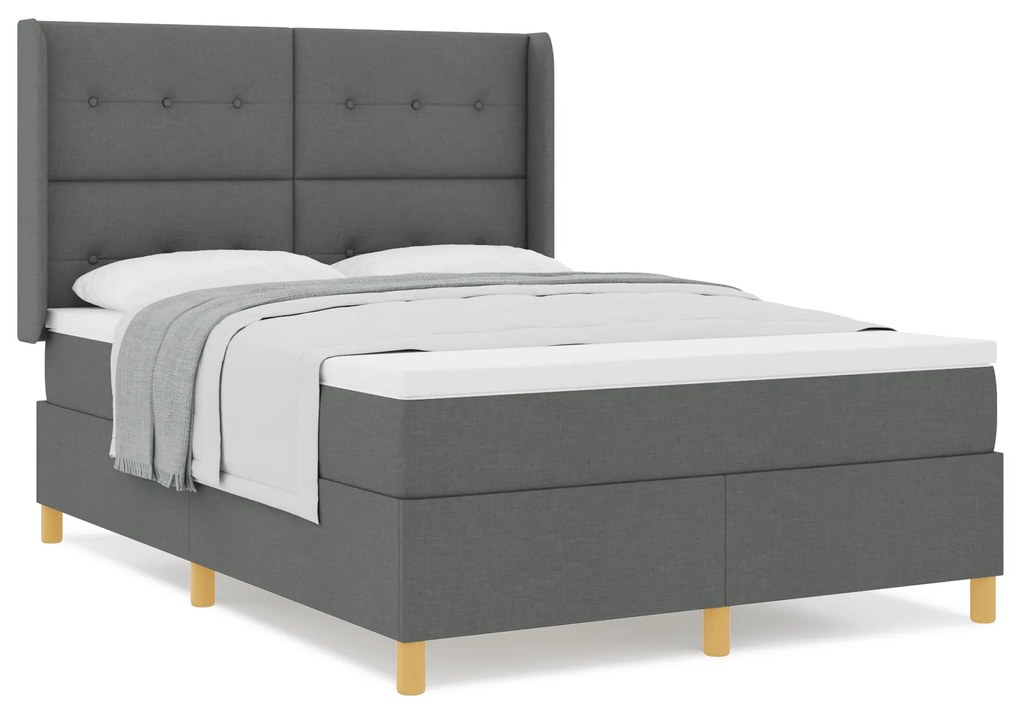 vidaXL κρεβάτι Box Spring με στρώμα Γκρι 160x200 εκ. Υφάσματος
