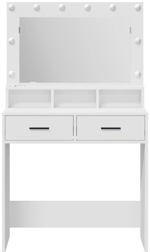 vidaXL Επιτραπέζιο με LED Φώτα, Λευκό, 79x41x135 εκ