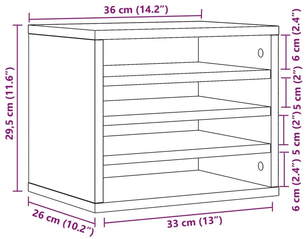 Έπιπλο Οργάνωσης Γραφείου Γκρι Σκυρ. 36x26x29,5εκ Επεξ. Ξύλο